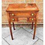 AN OAK LOWBOY OF SMALL PROPORTIONS with one long drawer above two short drawers, on square supports,
