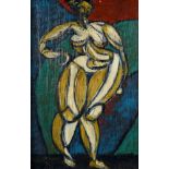 CONTINENTAL SCHOOL (20TH CENTURY) Abstract standing female nude, oil on canvas, indistinctly