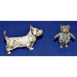TWO COLD PAINTED BRONZE FIGURES: A Beatrix Potter Tom Kitten figure 3.8cm high, and a figure of a