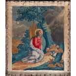 TWO EARLY 19TH CENTURY SILK & WOOLWORK PICTURES including one depicting Abraham about to sacrifice
