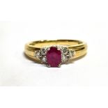 A RUBY AND DIAMOND SEVEN STONE CLUSTER 9 CARAT GOLD RING ring size N, gross weight 3.4 grams.