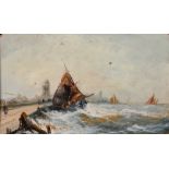 CONTINENTAL SCHOOL (LATE 19TH / EARLY 20TH CENTURY) Harbour scene with choppy water, oil on board,