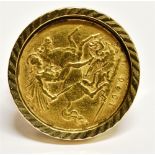 A HALF SOVEREIGN SIGNET RING the half sovereign dated 1906, 9 carat gold bezel mount and shank, ring