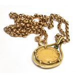 A ONE TENTH KRUGERRAND 9 CARAT GOLD PENDANT AND CHAIN The one tenth krugerrand dated 1920, bezel set