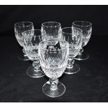 A SET OF SIX WATERFORD CRYSTAL 'COLLEEN' PATTERN PORT GLASSES 11cm high