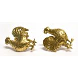 A PAIR OF 9CT GOLD SCREW BACK EARRINGS in the form of a cockerel, 2cm long, weighing approx. 3.1