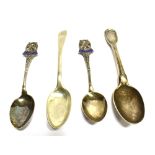A PAIR OF SILVER AND BLUE ENAMELLED CROSSED RIFLE DESIGN TEASPOONS the finials with cross rifles and