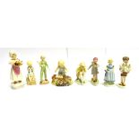 A GROUP OF ROYAL WORCESTER FIGURES: 3076 'Woodland Dance', 'Threes Company', 'Little Parakeet', '