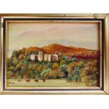 R.A. WADEMAN (BRITISH, 20TH CENTURY) 'Dunster Castle', oil on board, signed with initials lower