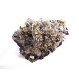 A QUARTZ & PYRITE ON SPHALERITE MINERAL SPECIMEN Pachapaqui, Ancash Province, Peru, cabinet size