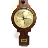 A VICTORIAN MAHOGANY BANJO BAROMETER/THREMOMETER/HYGROMETER the silvered level inscribed 'T & H