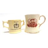 BREWERIANA - TWO TAUNTON CIDER MUGS comprising a rare Wade twin-handled mug, Silver Jubilee 1977,