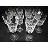 FOURTEEN WATERFORD CRYSTAL 'LISMORE' PATTERN GLASSES approx 17cm high