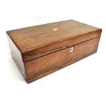 A VICTORIAN ROSEWOOD WRITING SLOPE with fitted interior and drawer to base, 45cm wide 25cm deep 15cm