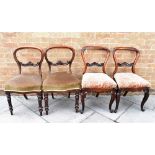 TWO PAIRS OF VICTORIAN MAHOGANY BALLOON BACK CHAIRS