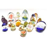 A GROUP OF NINETEEN GLASS PAPERWEIGHTS mostly high domed form, including controlled bubble and