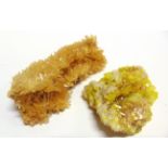 TWO MINERAL SPECIMENS comprising a gypsum var selenite mineral specimen, Lubin Mine, Lubin, Lower