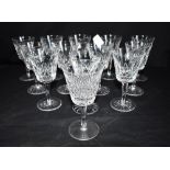 TWELVE WATERFORD CRYSTAL 'LISMORE' PATTERN GLASSES approx 15cm high, and another similar 'Alana'