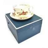 A ROYAL WORCESTER HUNTING DESIGN CUP AND SAUCER 'To a very important person', boxed