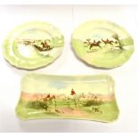 A ROYAL DOULTON SANDWICH PLATE with 'Posts and Rails' Hunting Scene, width 27.5cm and a pair of