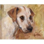 ANNA FRASER Head Study of a Hound, oil on canvas, signed lower right, 19.5cm x 24.5cm 30-40