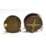 HARDY BROS OF ALNWICK 4 1/4' BRASS FISHING REEL six pillar model, inscribed to the face plate 'Hardy