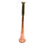 A REED COPPER AND PLATED HUNTING HORN by 'Swaine and Adeney, 185 Piccadilly, London, proprietor of