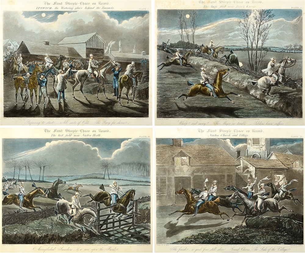 AFTER H. ALKEN Engraved by J. Harris .'The First Steeple Chase on Record'. A set of four prints,