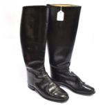 A PAIR OF LADIES BLACK LEATHER RIDING BOOTS by Hawkins, size 6