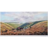 AFTER DONALD AYRES Hunting on Exmoor Limited edition colour print, no. 436/500, signed and