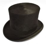 A GENTS BLACK SILK TOP HAT by Lincoln Bennett & Co, Old Bond Street, London, size 61/4