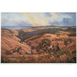 AFTER DONALD AYRES The Quantock Staghounds at Bicknoller Post, limited edition colour print, no