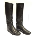 A PAIR OF LADIES BLACK LEATHER RIDING BOOTS size 5