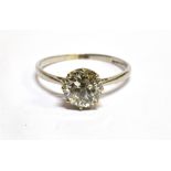 A 1.50 CARAT DIAMOND SOLITAIRE PLATINUM RING the round brilliant cut diamond with an approx.