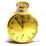 A GOLD PLATED ROAMER WATCH CO OPEN FACE POCKET WATCH round champagne dial, subsidiary seconds