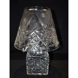 A WEBB CORBETT CRYSTAL TABLE LAMP AND SHADE 37cm high overall, the shade 26cm wide at base