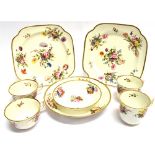 A COLLECTION OF EARLY 19TH CENTURY SPODE PORCELAIN including a pair of square dishes with canted