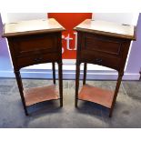 A SMALL MAHOGANY SIDE CABINET the hinged top with moulded edge opening to two lift-out trays above