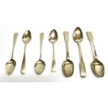 A QUANTITY OF SEVEN ASSORTED GEORGIAN SILVER TEASPOONS weighing approx. 3ozt (95 grams). Condition