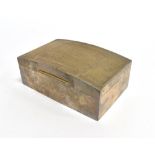 A SILVER CIGARETTE BOX the rectangular box with rounded engine turn pattern hinged lid, cedar lined,