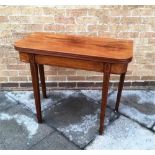 A 19TH CENTURY MAHOGANY TEA TABLE the oblong top with reeded edge, single frieze drawer, on ring