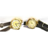 TWO LADIES 9 CARAT GOLD VINTAGE WRISTWATCHES one with inscription for 1935, the other initialled