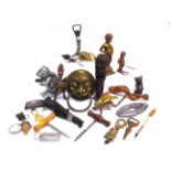 BREWERIANA - ASSORTED NOVELTY CORKSCREWS together with a quantity of other metalware, including