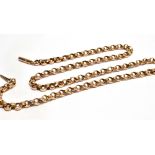 A LATE VICTORIAN/EDWARDIAN 9 CARAT ROSE GOLD BELCHER LINK CHAIN with barrel snap clasp, the round