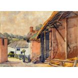 A. MILLIN (BRITISH, 20TH CENTURY) A Devon barn, possibly Yeoford, watercolour, signed lower left,