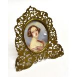 19TH CENTURY SCHOOL Miniature portrait of a young lady, oil probably on ivory, unsigned, 8.5cm x 6.