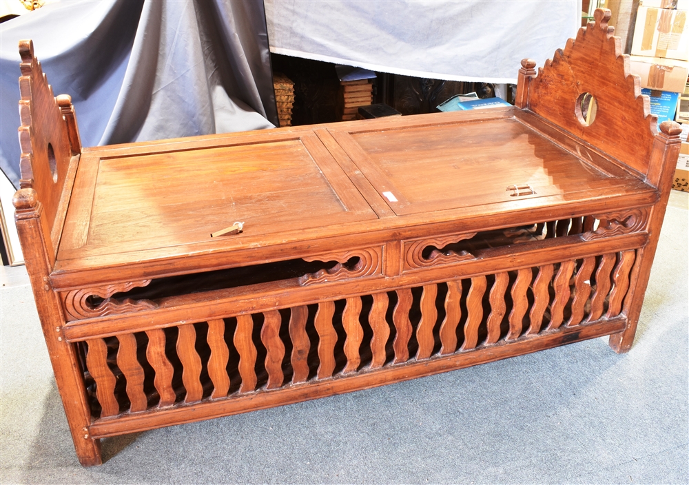 A HARDWOOD DAYBED 76cm wide 164cm long