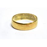 A HALLMARKED 18 CARAT GOLD WEDDING BAND plain D profile 6mm wide, ring size Q, weighing approx. 3.