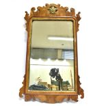 A MAHOGANY & WALNUT VENEERED PIER MIRROR with fleurs-de-lys detail to the cresting border, overall