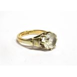 A 9 CARAT GOLD WHITE STONE SET SOLITAIRE DRESS RING claw settings hallmarked 9 carat gold, ring size